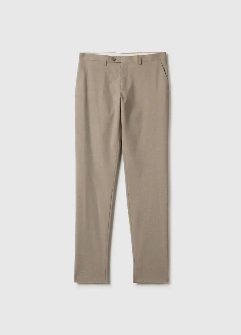 Pantaloni Beige A Quadri Slim Fit, Uomo, Beige