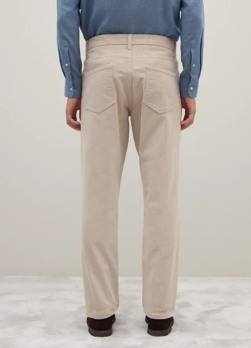 Pantaloni Beige In Velluto A Coste Regular Fit, Uomo, Beige miniatura 3