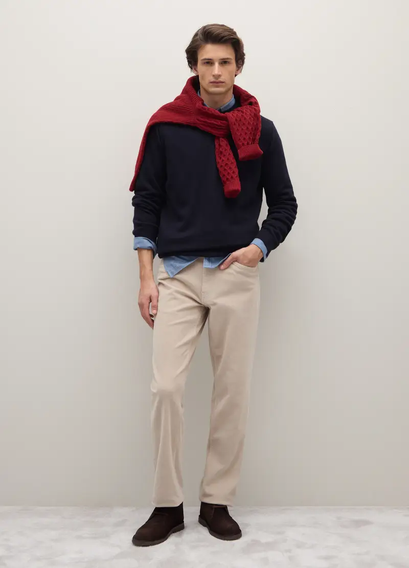 Pantaloni Beige In Velluto A Coste Regular Fit, Uomo, Beige