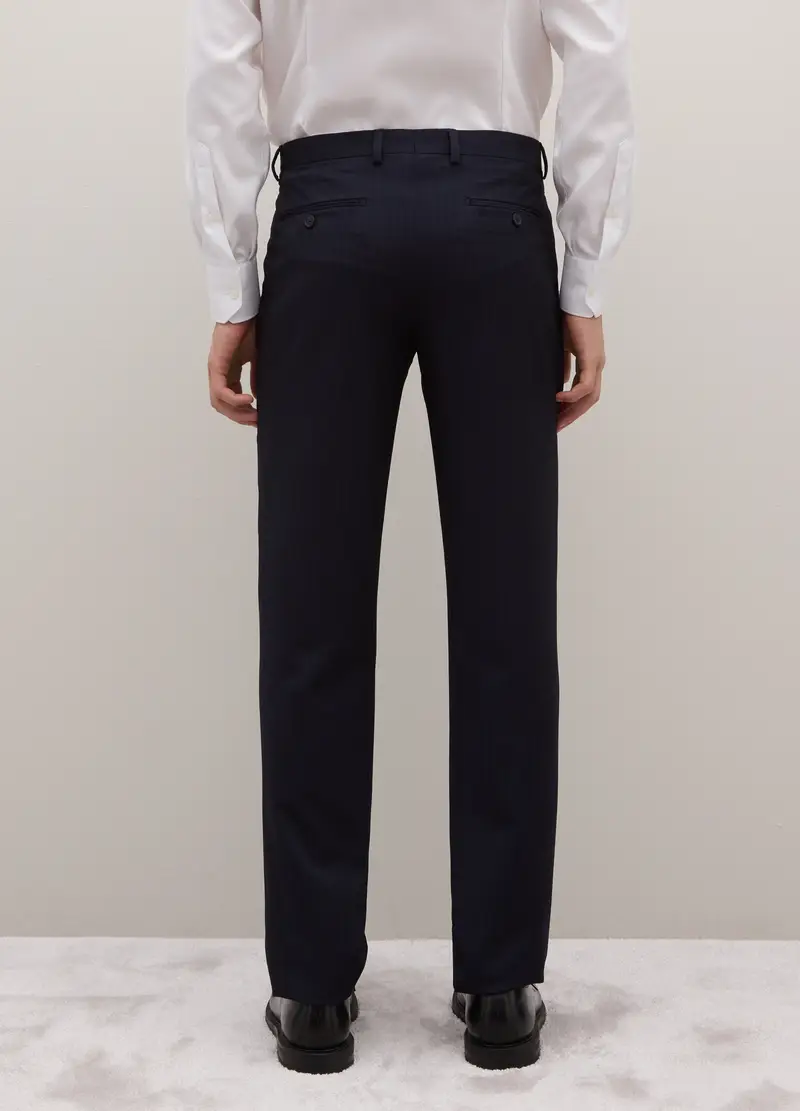 Pantaloni Blu Gessati In Misto Viscosa Slim Fit, Uomo, Blu miniatura 3