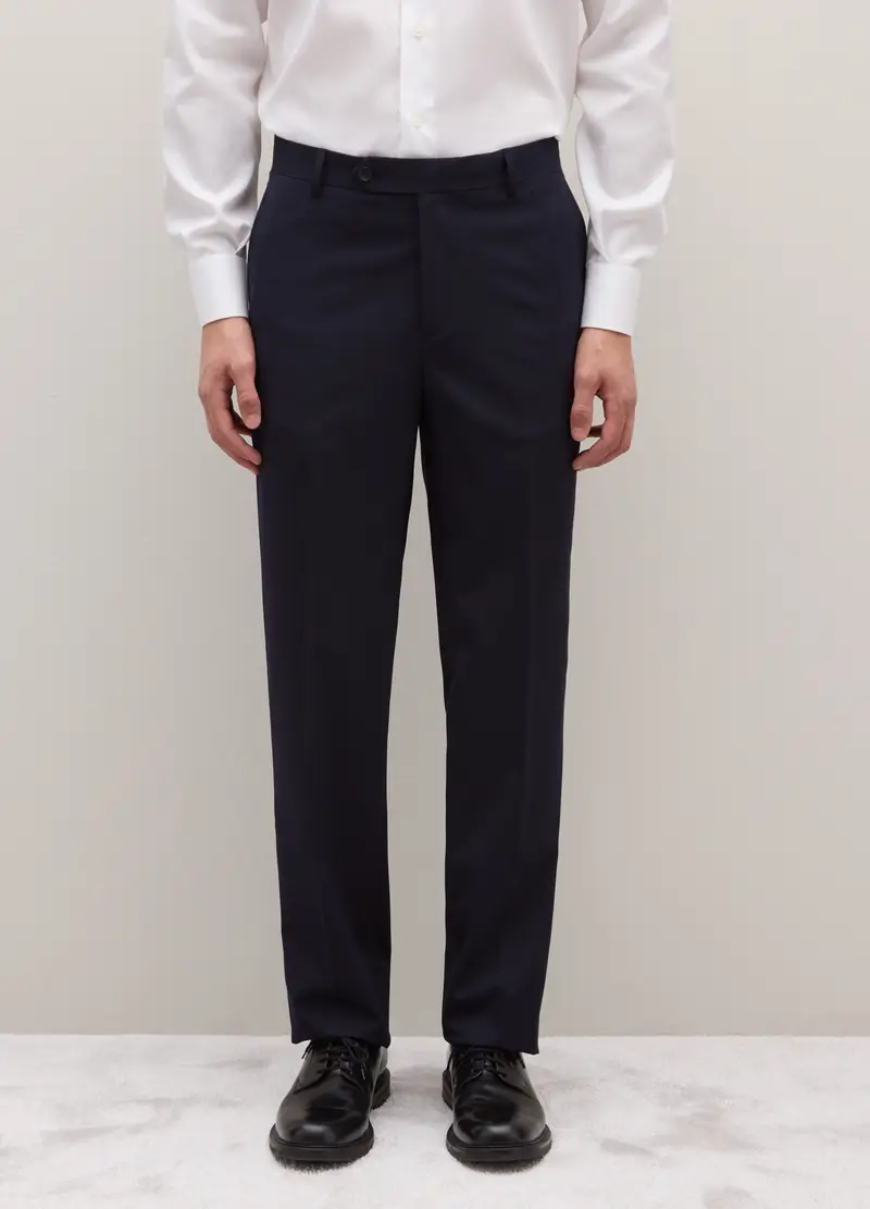 Pantaloni Blu In Misto Viscosa Regular Fit, Uomo, Blu miniatura 2