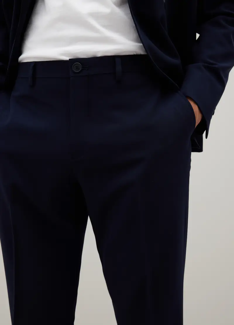 Pantaloni Blu In Misto Viscosa Slim Fit, Uomo, Blu miniatura 3