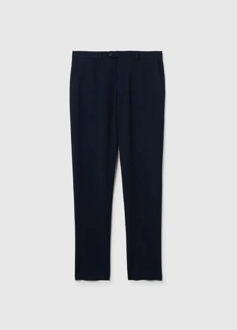 Pantaloni Blu Slim In Tessuto Elasticizzato, Uomo, Blu