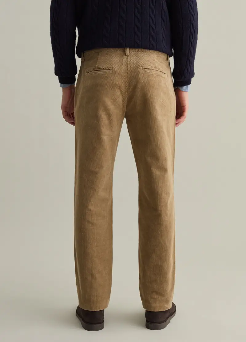 Pantaloni Chino Beige Scuri In Velluto A Coste, Uomo, Beige miniatura 3
