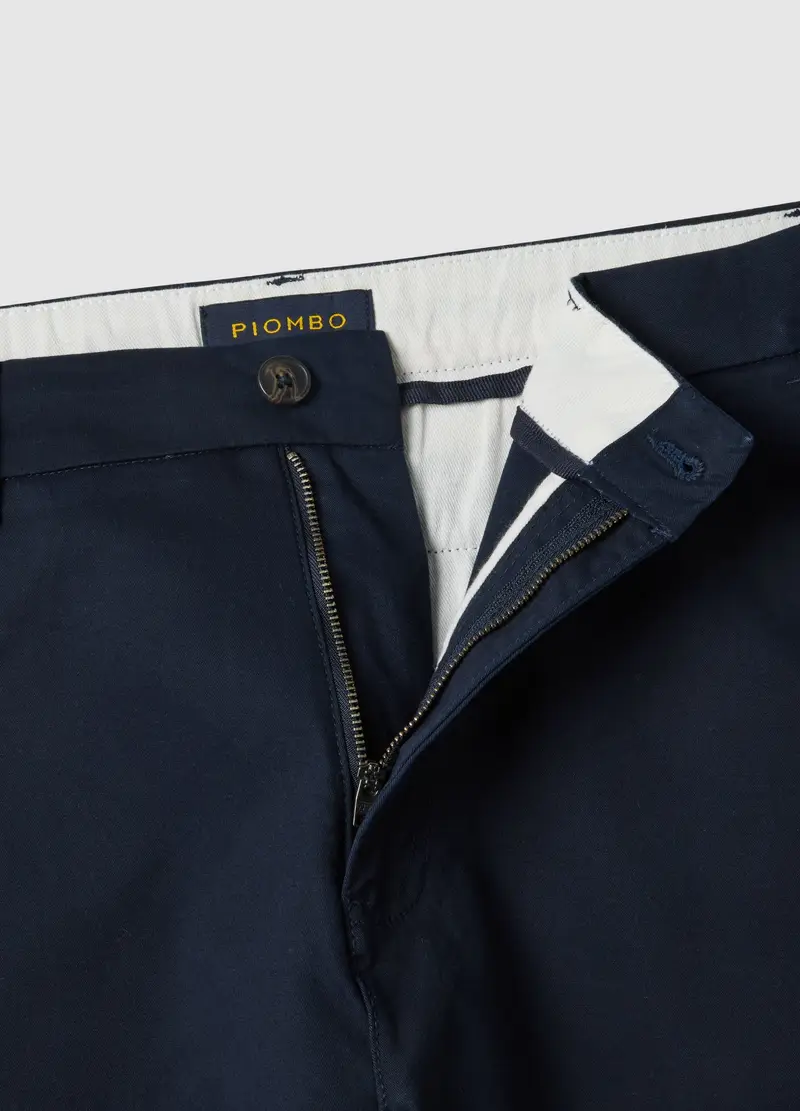 Pantaloni Chino Blu In Cotone Elasticizzato Slim Fit, Uomo, Blu miniatura 2