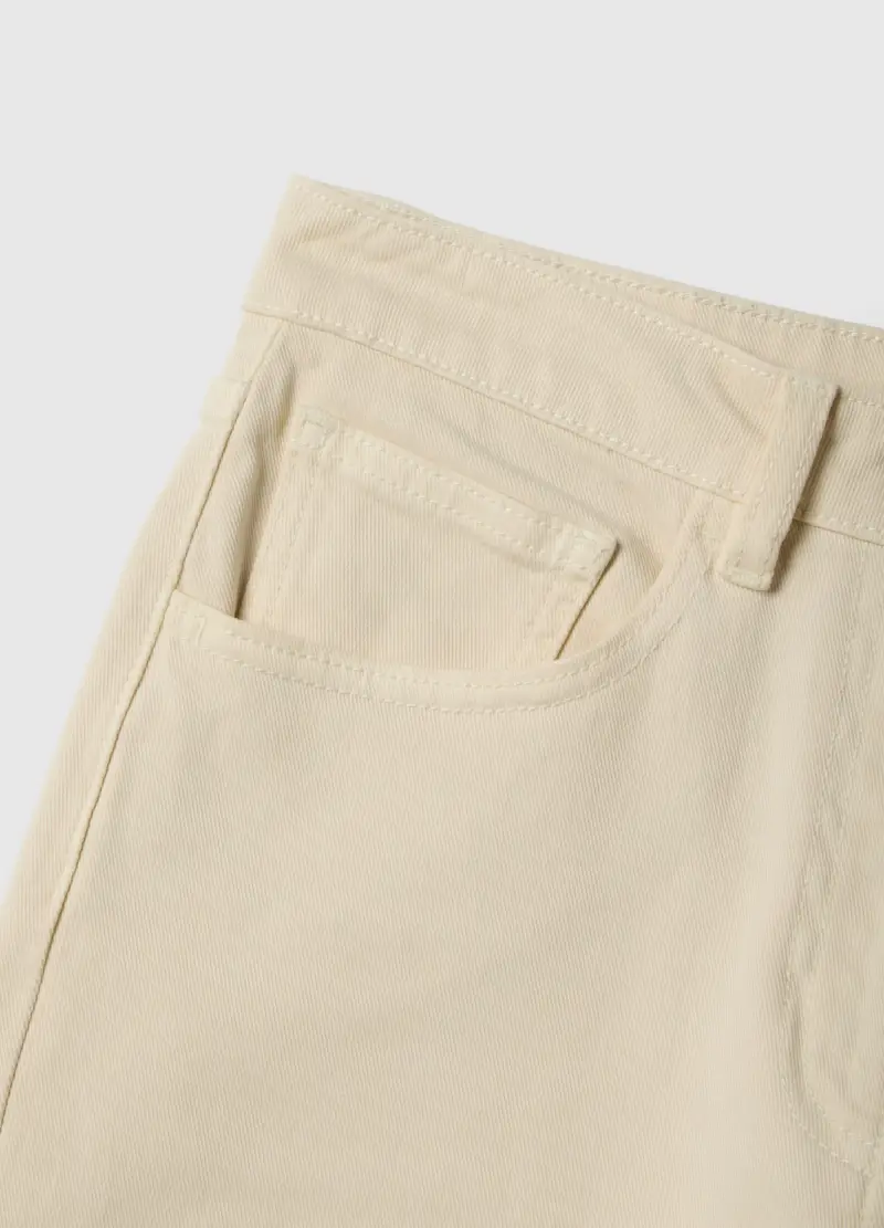 Pantaloni Chino Dritti In Cotone Elasticizzato Beige, Donna, Beige miniatura 2