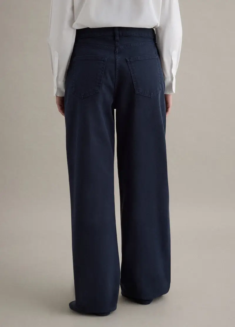 Pantaloni Chino Dritti In Cotone Elasticizzato Blu, Donna, Blu miniatura 3