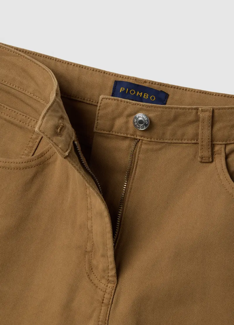 Pantaloni Chino Dritti In Cotone Elasticizzato Marrone, Donna, Marrone miniatura 2