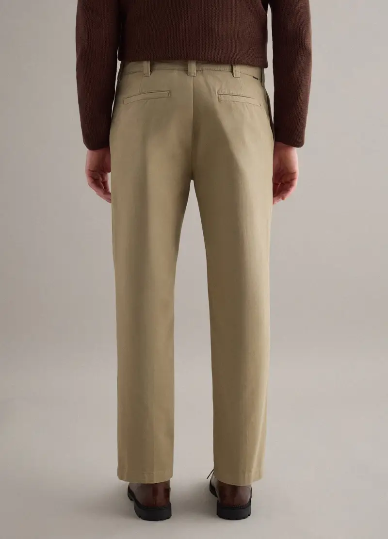 Pantaloni Chino Dritti In Puro Cotone Twill Beige Regular Fit, Uomo, Beige miniatura 3