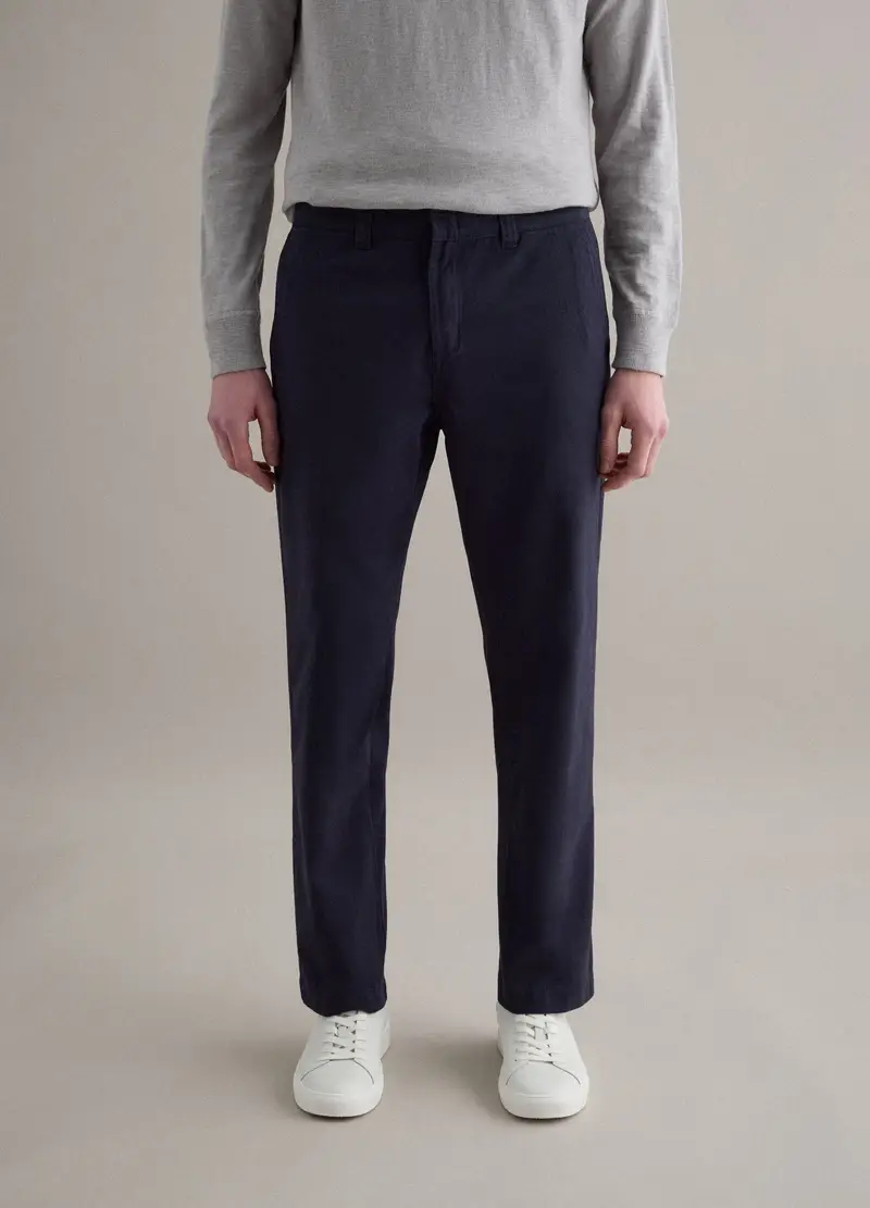 Pantaloni Chino Dritti In Puro Cotone Twill Blu Regular Fit, Uomo, Blu miniatura 2