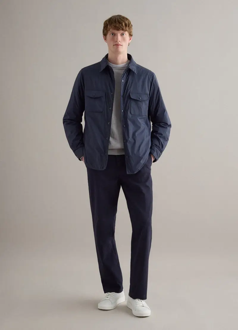 Pantaloni Chino Dritti In Puro Cotone Twill Blu Regular Fit, Uomo, Blu