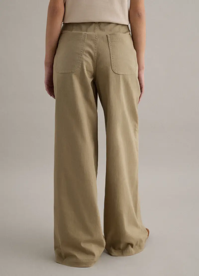 Pantaloni Chino In Cotone Elasticizzato Beige Regular Fit, Donna, Beige miniatura 3