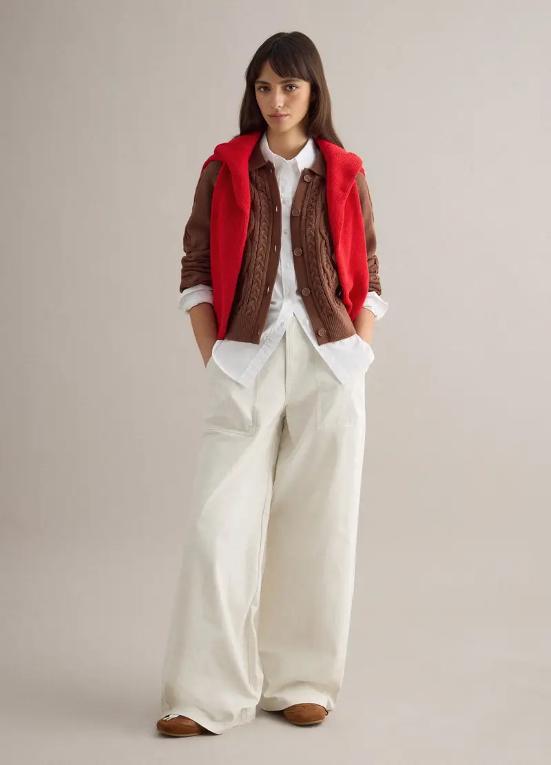 Pantaloni Chino In Cotone Elasticizzato Bianchi Regular Fit, Donna, Bianco