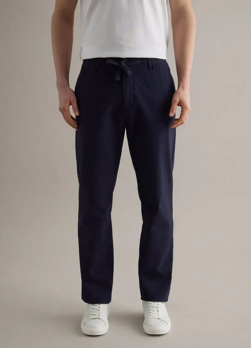 Pantaloni Chino In Cotone Elasticizzato Blu Regular Fit, Uomo, Blu miniatura 2