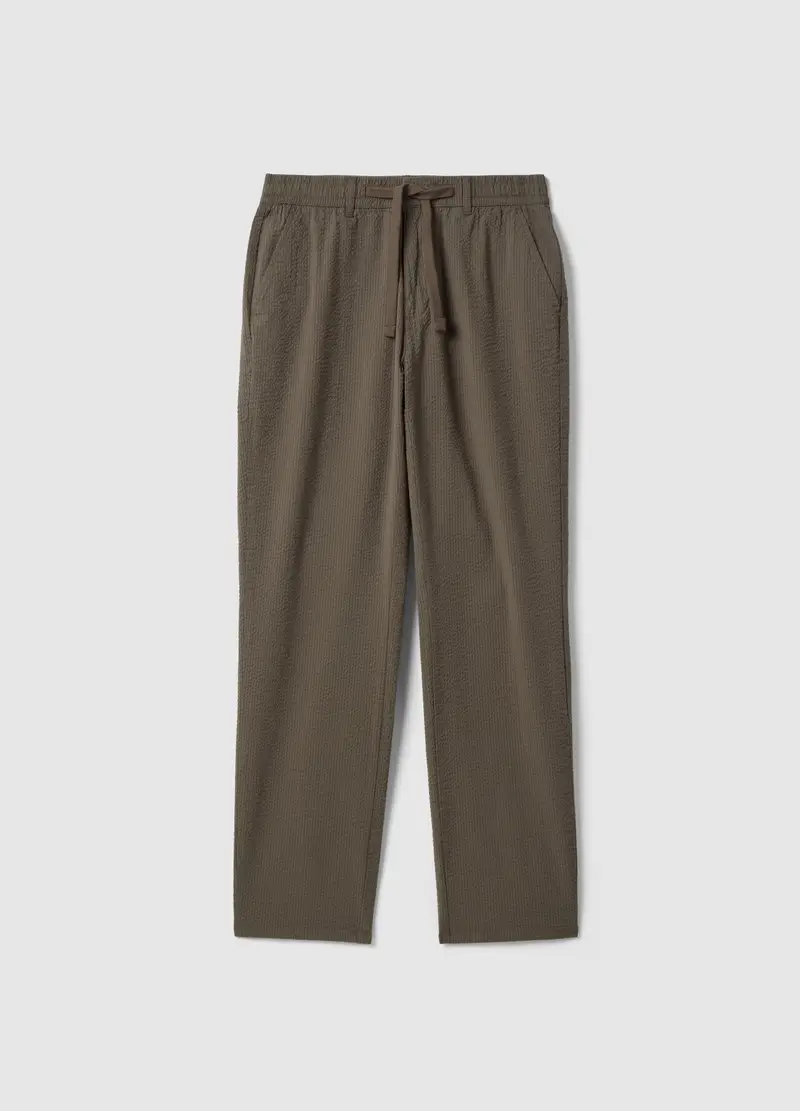 Pantaloni Chino In Cotone Elasticizzato Marrone Regular Fit, Uomo, Marrone