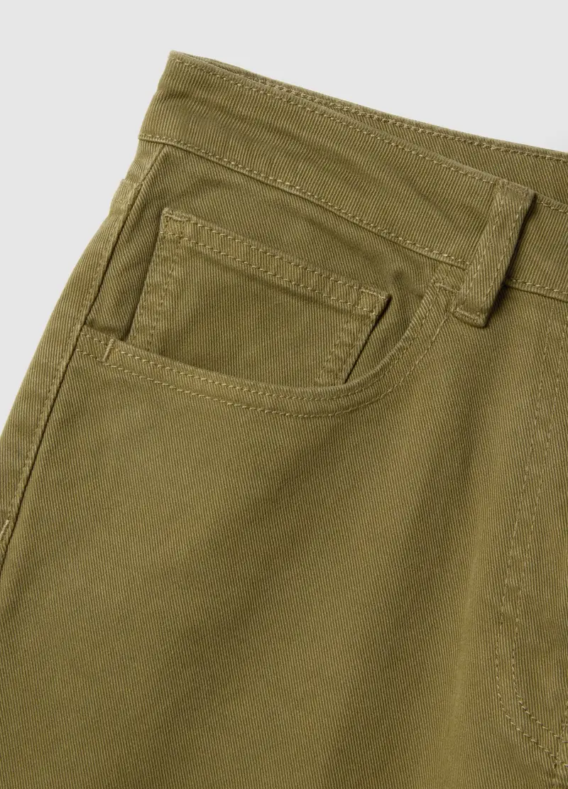 Pantaloni Chino In Cotone Elasticizzato Verde Regular Fit, Donna, Verde miniatura 2