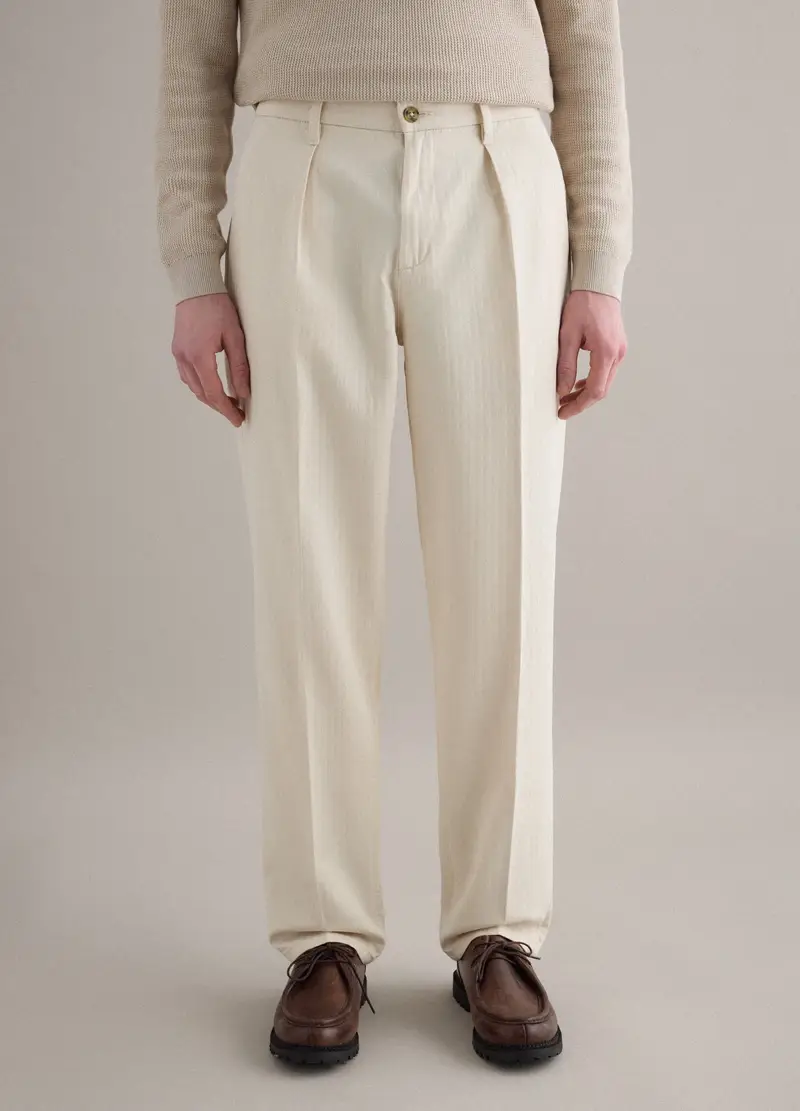 Pantaloni Chino In Puro Cotone Beige Regular Fit, Uomo, Bianco miniatura 2