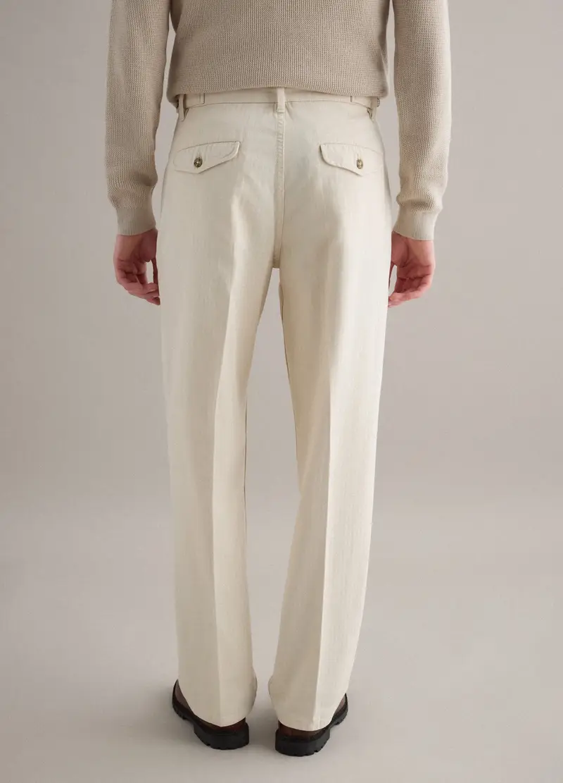 Pantaloni Chino In Puro Cotone Beige Regular Fit, Uomo, Bianco miniatura 3
