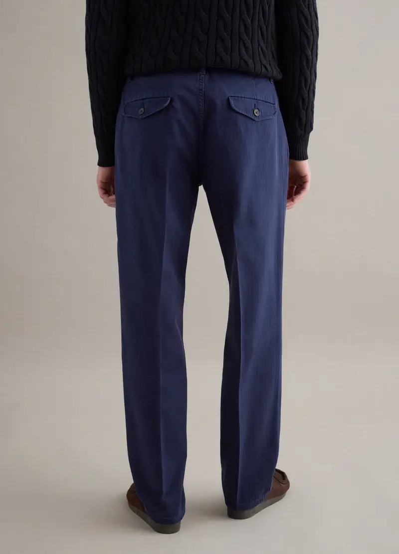 Pantaloni Chino In Puro Cotone Blu Regular Fit, Uomo, Blu miniatura 3