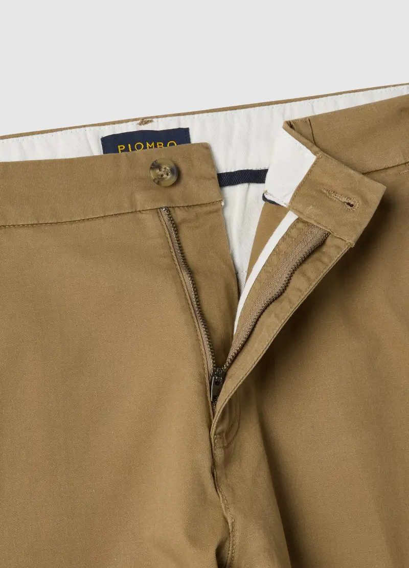 Pantaloni Chino Marrone In Cotone Elasticizzato Slim Fit, Uomo, Marrone miniatura 2
