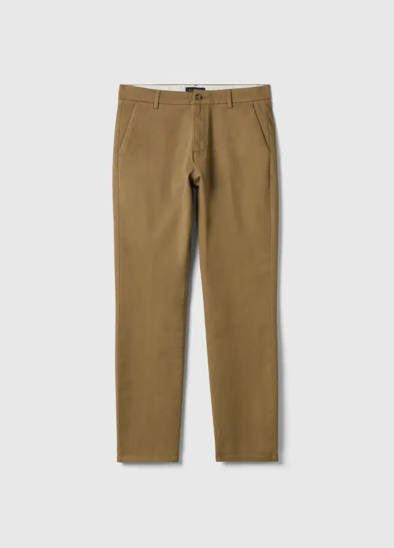 Pantaloni Chino Marrone In Cotone Elasticizzato Slim Fit, Uomo, Marrone