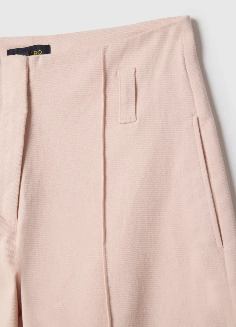 Pantaloni Dritti Rosa In Twill E Cotone Elasticizzato, Donna, Rosa miniatura 2