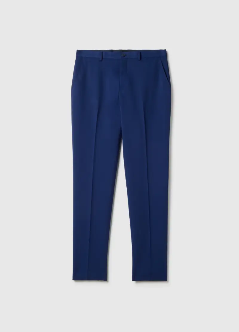 Pantaloni Eleganti Blu Slim Fit, Uomo, Blu