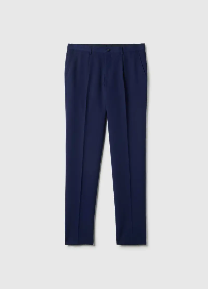 Pantaloni Eleganti Blu Slim Fit, Uomo, Blu