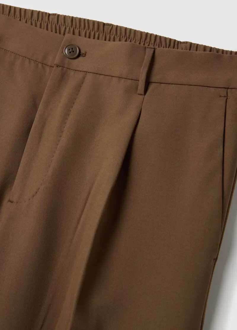 Pantaloni Eleganti Marroni Slim Fit Con Vita Elastica, Uomo, Marrone miniatura 2