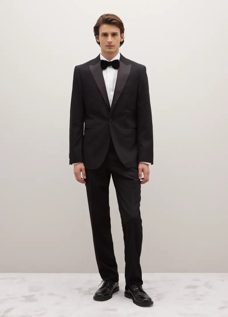 Pantaloni Eleganti Neri In Misto Viscosa Regular Fit, Uomo, Nero