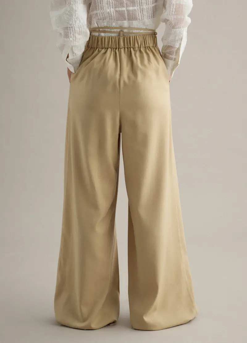 Pantaloni Flare In Misto Viscosa Beige, Donna, Beige miniatura 3