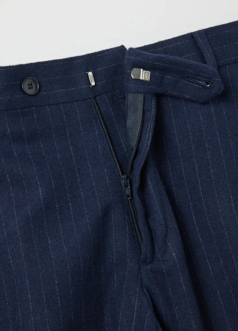 Pantaloni Gessati In Twill Blu Slim Fit, Uomo, Blu miniatura 2