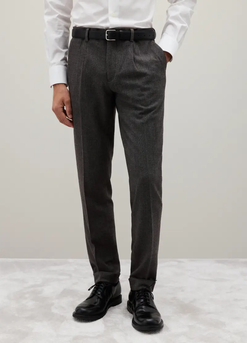 Pantaloni Grigi Scuri In Misto Viscosa Slim Fit, Uomo, Grigio miniatura 2