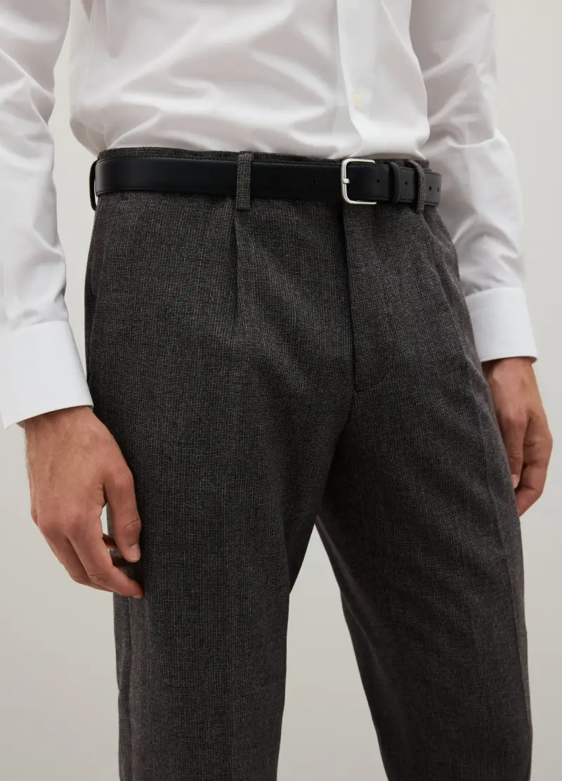 Pantaloni Grigi Scuri In Misto Viscosa Slim Fit, Uomo, Grigio miniatura 3