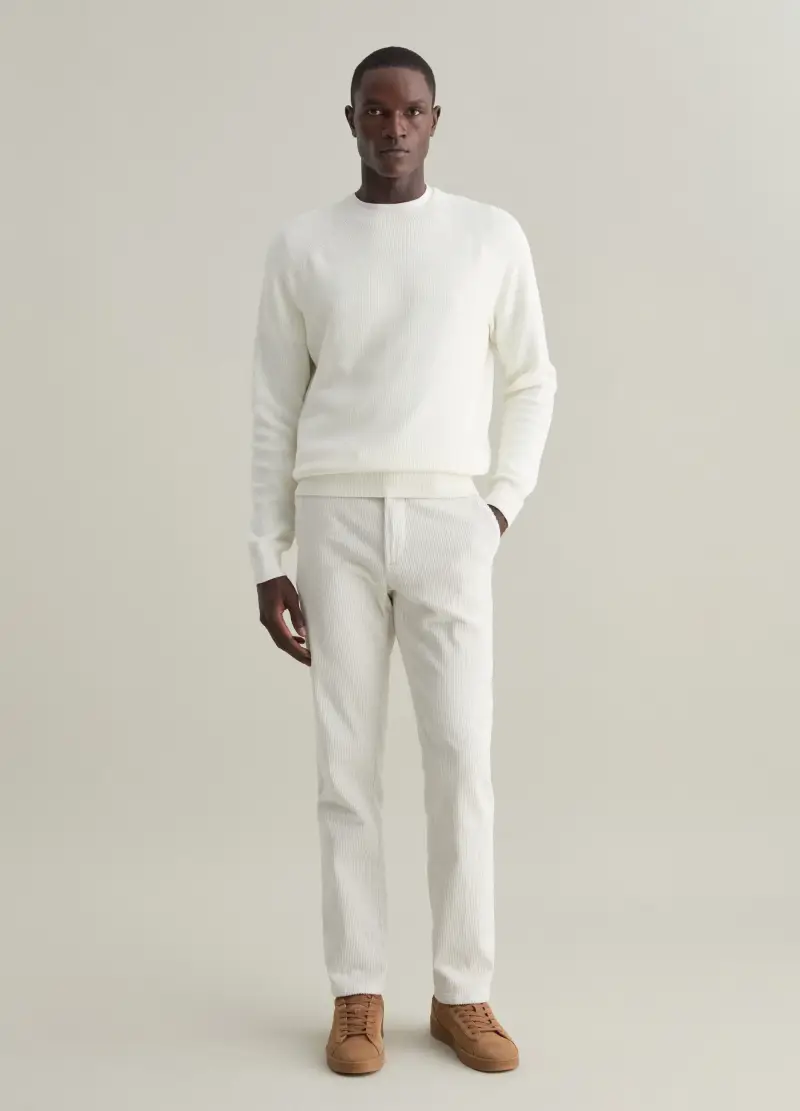 Pantaloni In Corduroy Stretch Contemporary, Uomo, Bianco
