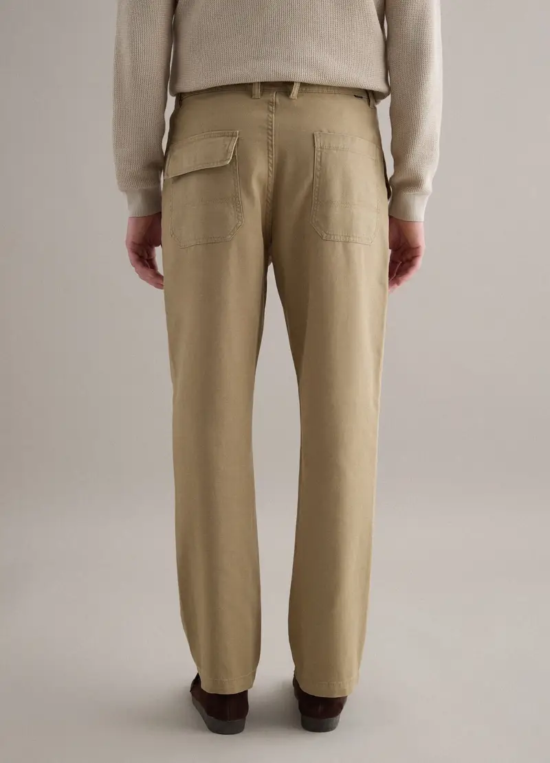 Pantaloni In Cotone E Lino Beige Regular Fit, Uomo, Beige miniatura 3