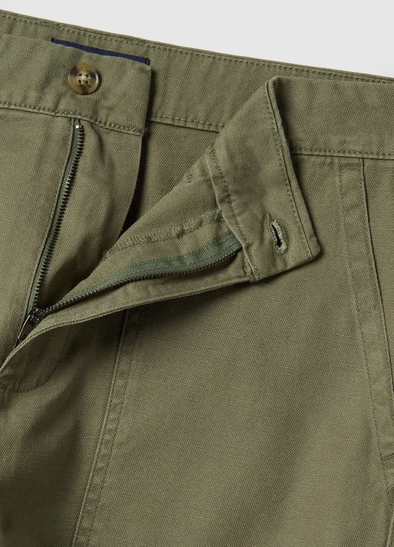 Pantaloni In Cotone E Lino Verdi Regular Fit, Uomo, Verde miniatura 2