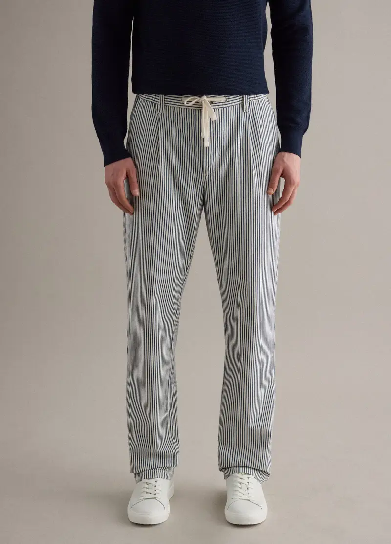 Pantaloni In Cotone Elasticizzato A Righe Multicolor Regular Fit, Uomo, Multicolor miniatura 2