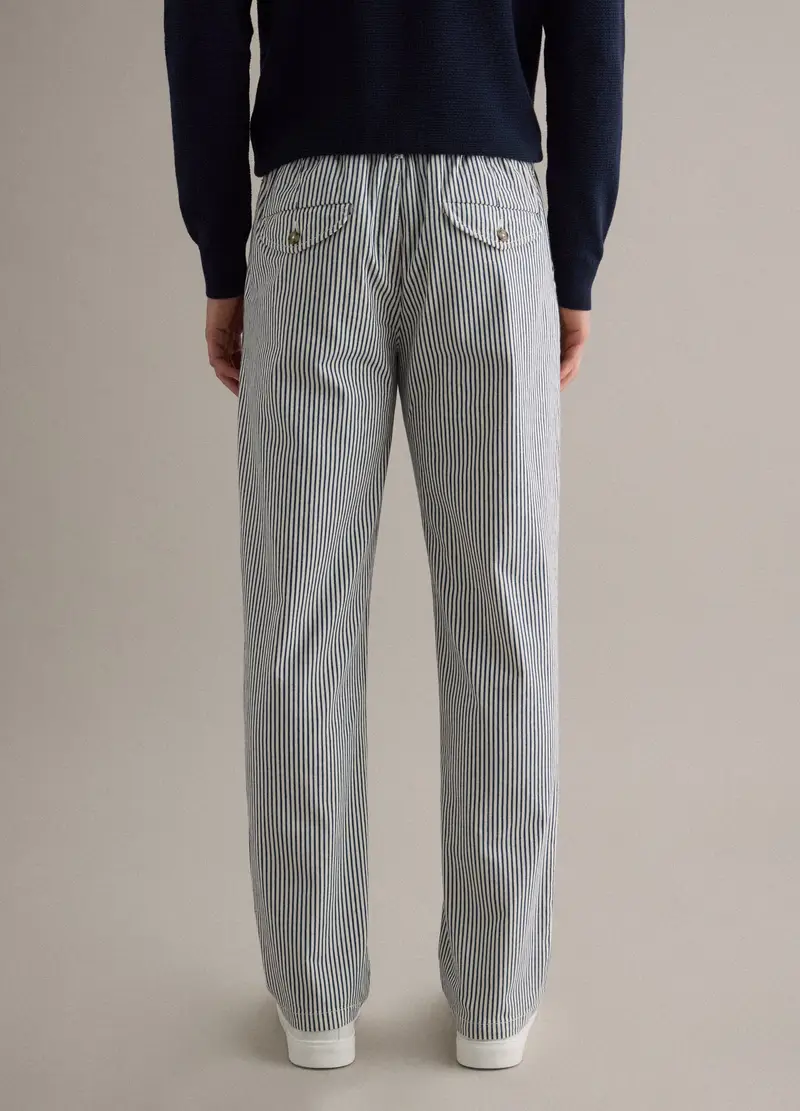 Pantaloni In Cotone Elasticizzato A Righe Multicolor Regular Fit, Uomo, Multicolor miniatura 3