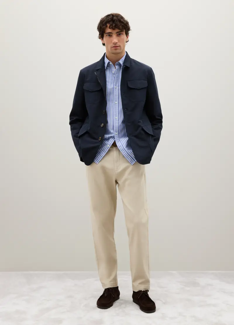 Pantaloni In Cotone Elasticizzato Beige Carrot Fit, Uomo, Beige