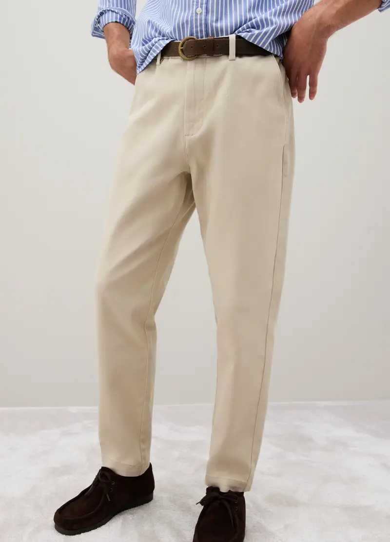 PIOMBO, Pantaloni In Cotone Elasticizzato Beige Carrot Fit, Uomo, Beige, Taglia: 44 miniatura 2