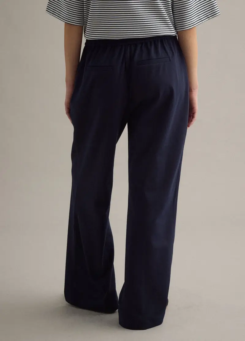 Pantaloni In Cotone Elasticizzato Blu Regular Fit, Donna, Blu miniatura 3