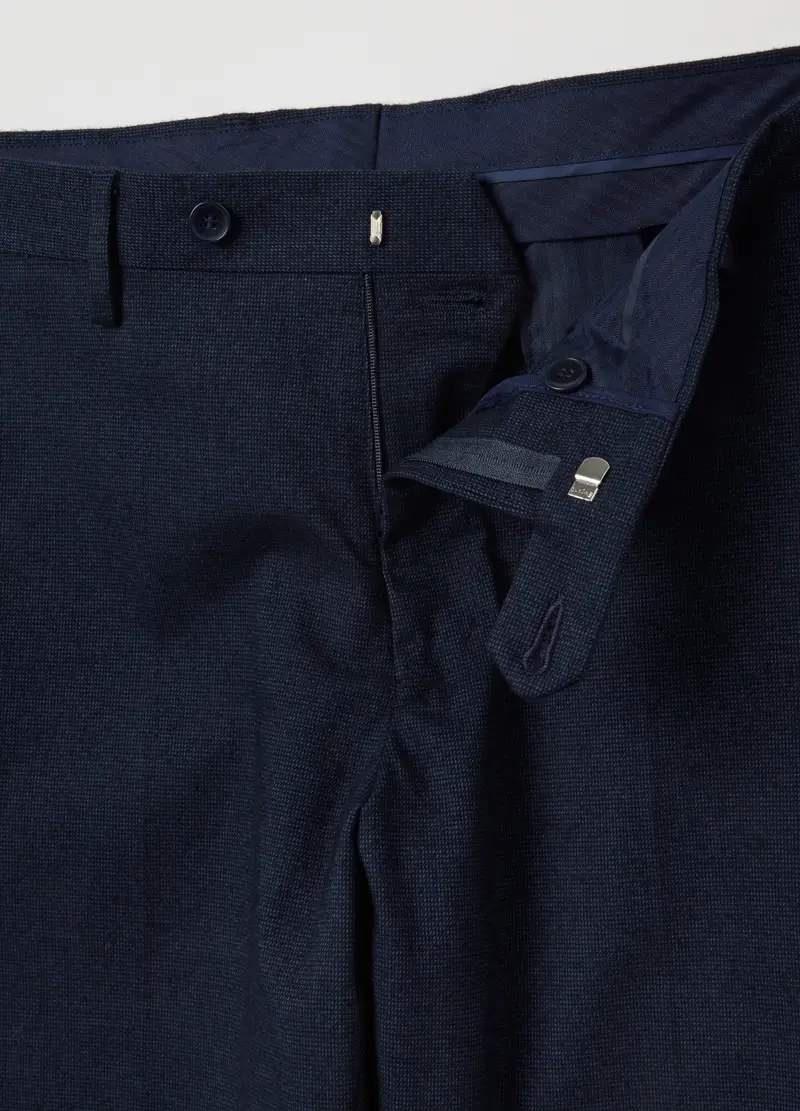 Pantaloni In Cotone Elasticizzato Blu Slim Fit, Uomo, Blu miniatura 2