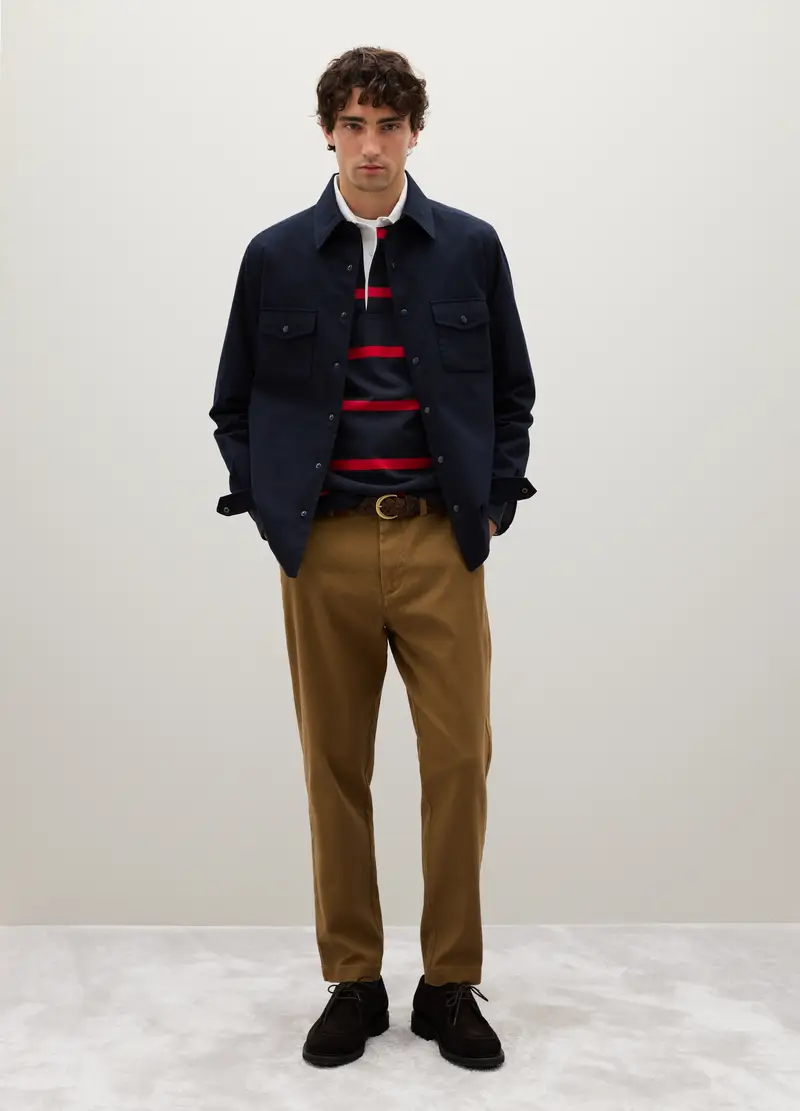 Pantaloni In Cotone Elasticizzato Marrone Carrot Fit, Uomo, Marrone