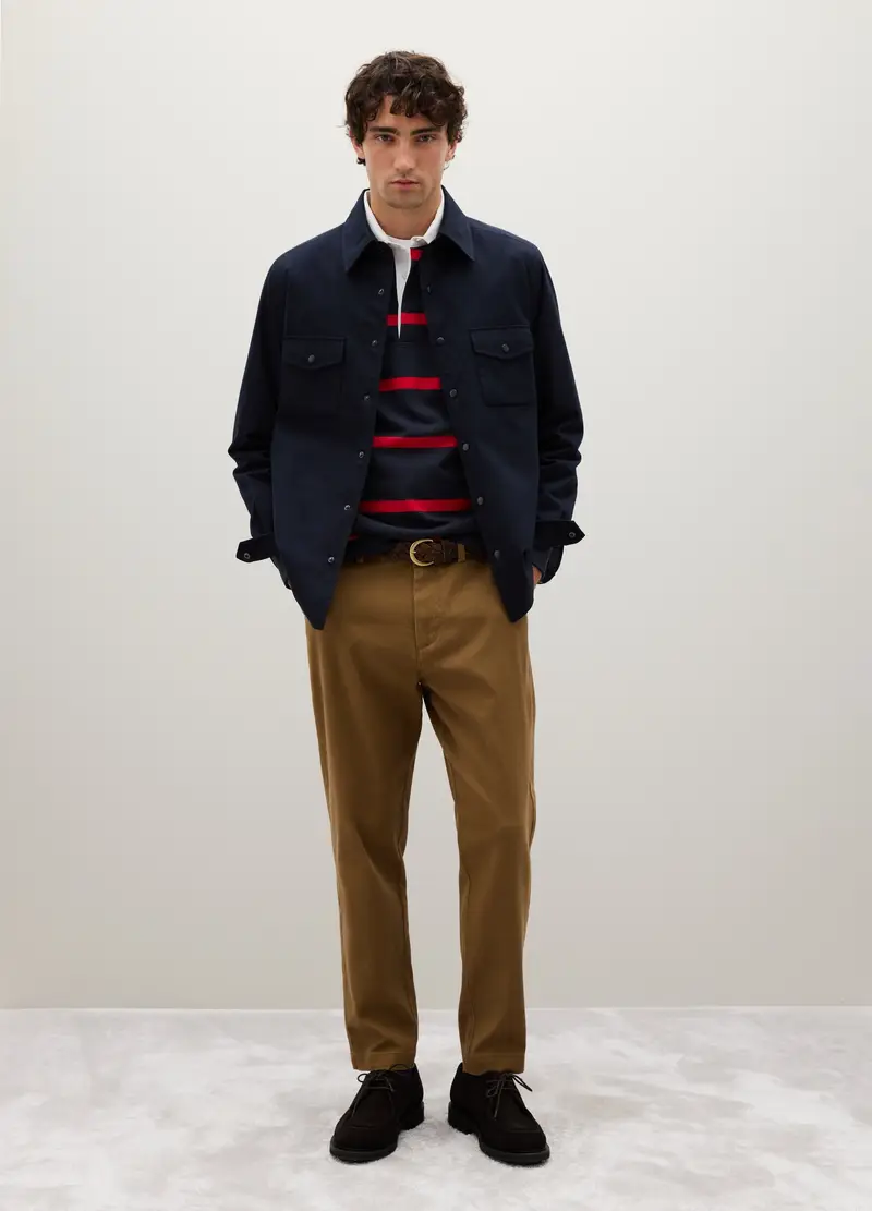 PIOMBO, Pantaloni In Cotone Elasticizzato Marrone Carrot Fit, Uomo, Marrone, Taglia: 44