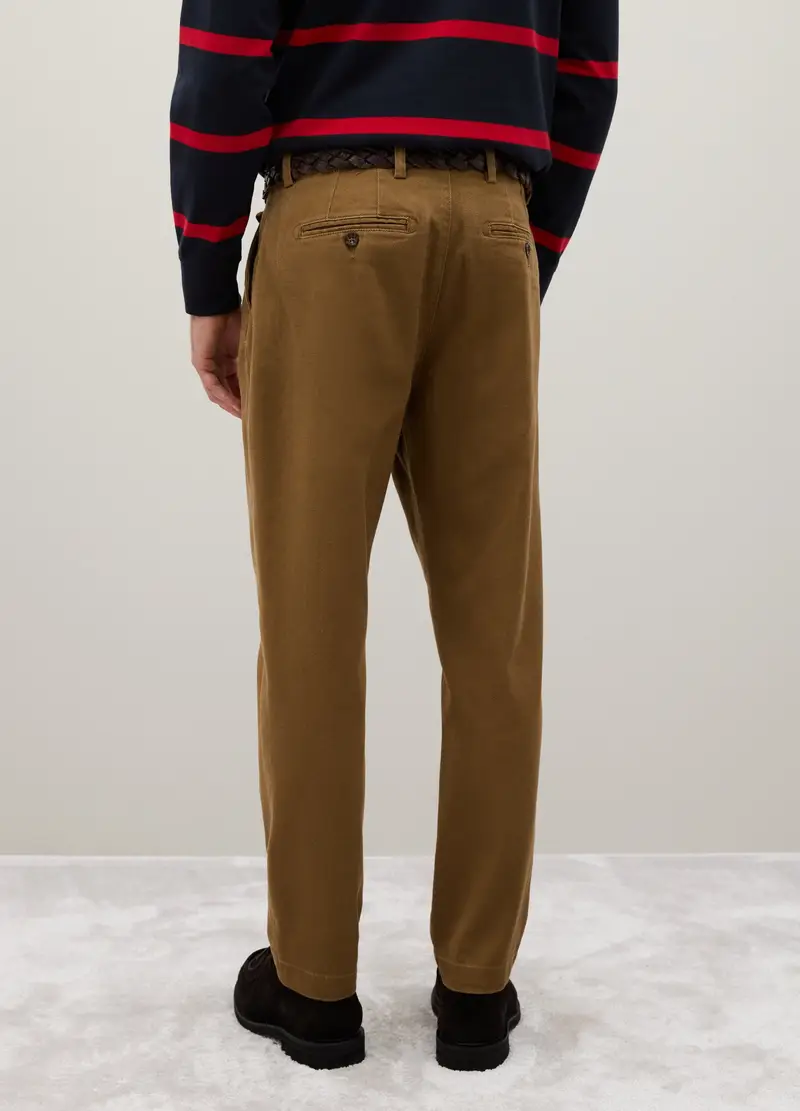 PIOMBO, Pantaloni In Cotone Elasticizzato Marrone Carrot Fit, Uomo, Marrone, Taglia: 44 miniatura 3