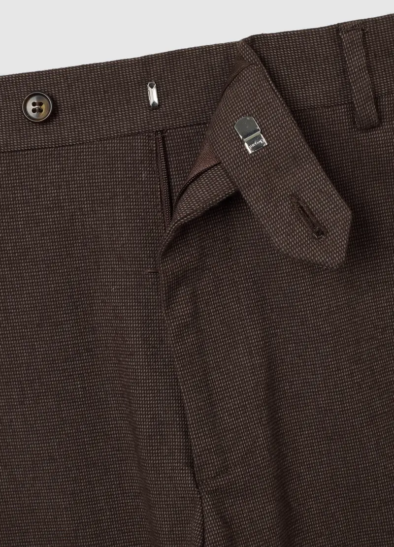 Pantaloni In Cotone Elasticizzato Marroni Slim Fit, Uomo, Multicolor miniatura 2