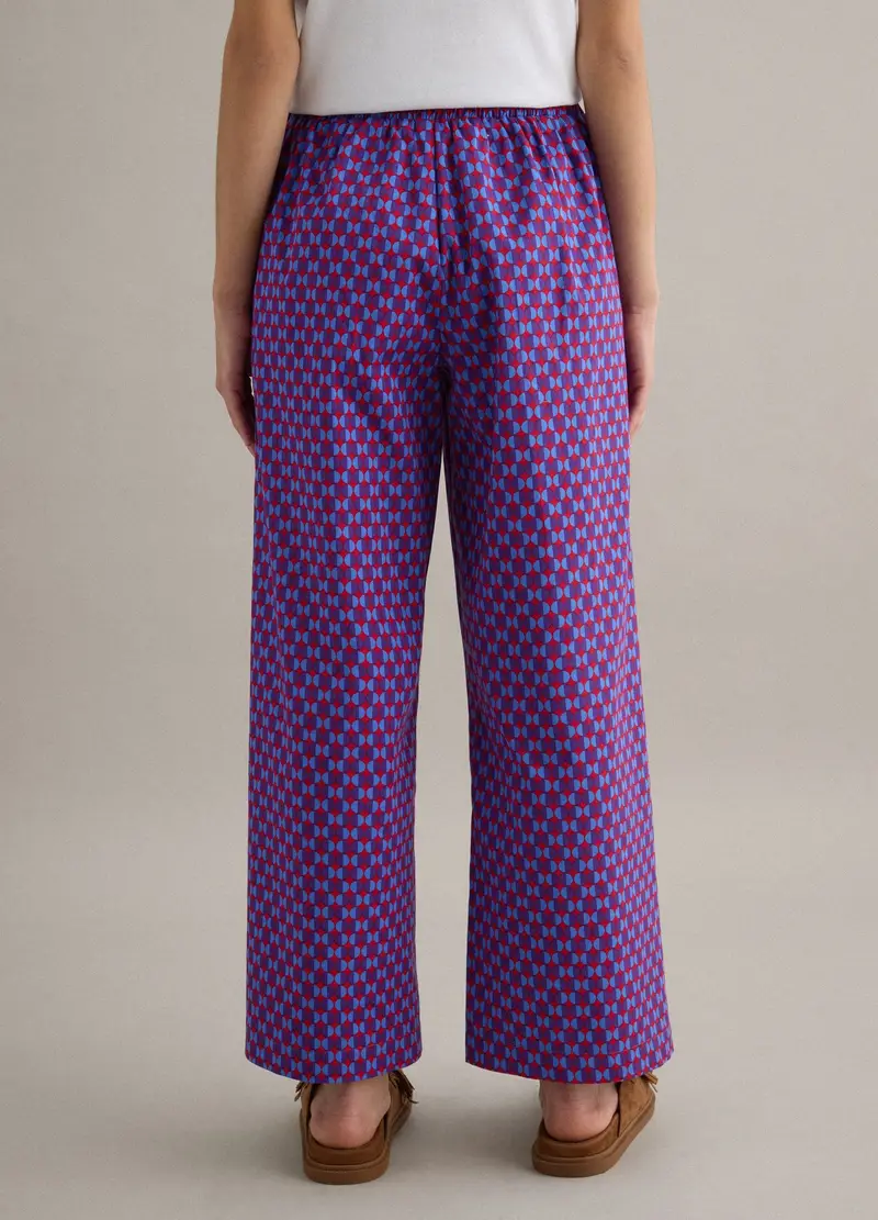 Pantaloni In Cotone Elasticizzato Multicolor Regular Fit Con Fantasia, Donna, Multicolor miniatura 3