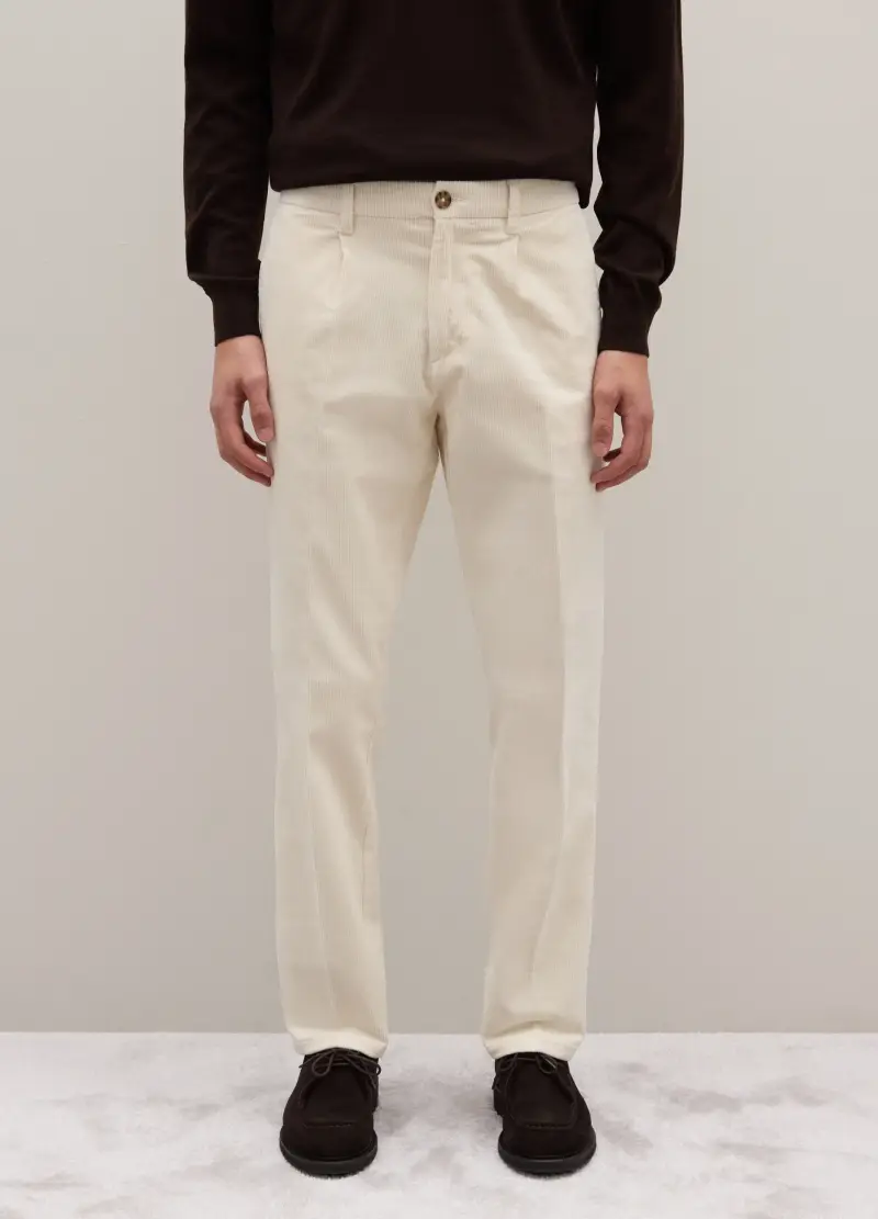 Pantaloni In Misto Cotone Beige Regular Fit, Uomo, Beige miniatura 2