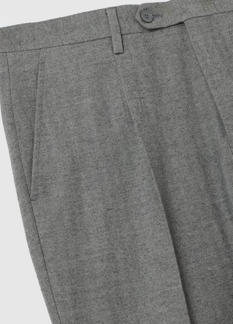 Pantaloni In Misto Cotone Grigi Slim Fit, Uomo, Grigio miniatura 2